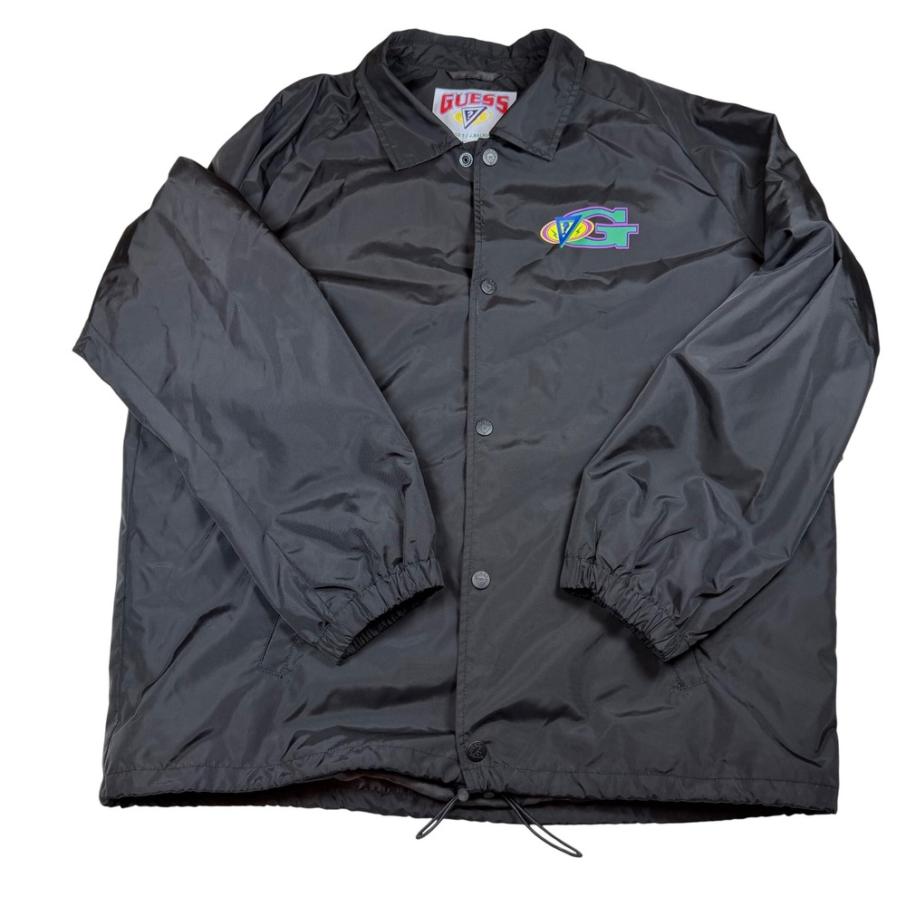 GUESS x J Balvin Colores Black Coaches Jacket Neon Graphic XL M0FQ71RCY20